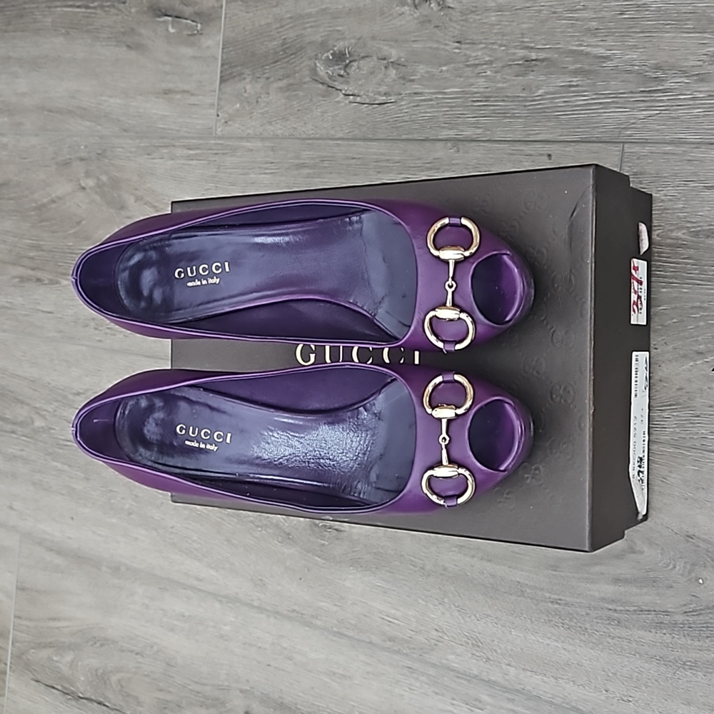 Gucci platform peep toe Charlotte pumps grape royal color women's 7 (eur 37.5)